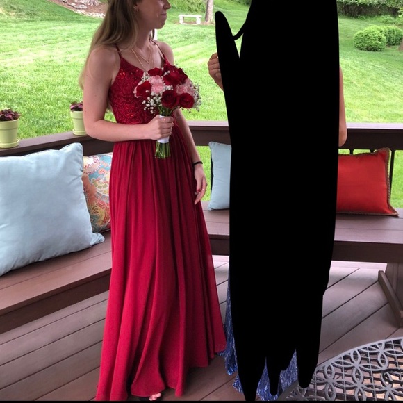 PROMGIRL BURGUNDY/RED PROM DRESS WORN ONCE - Picture 5 of 6